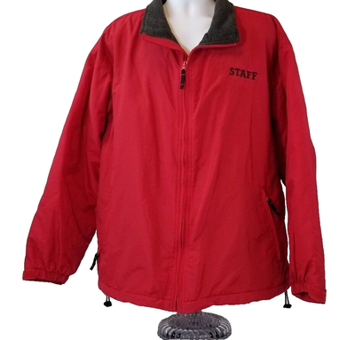 TimeOut Sport Staff Rain Resistant Jacket Coat Red Nylon Fleece 
