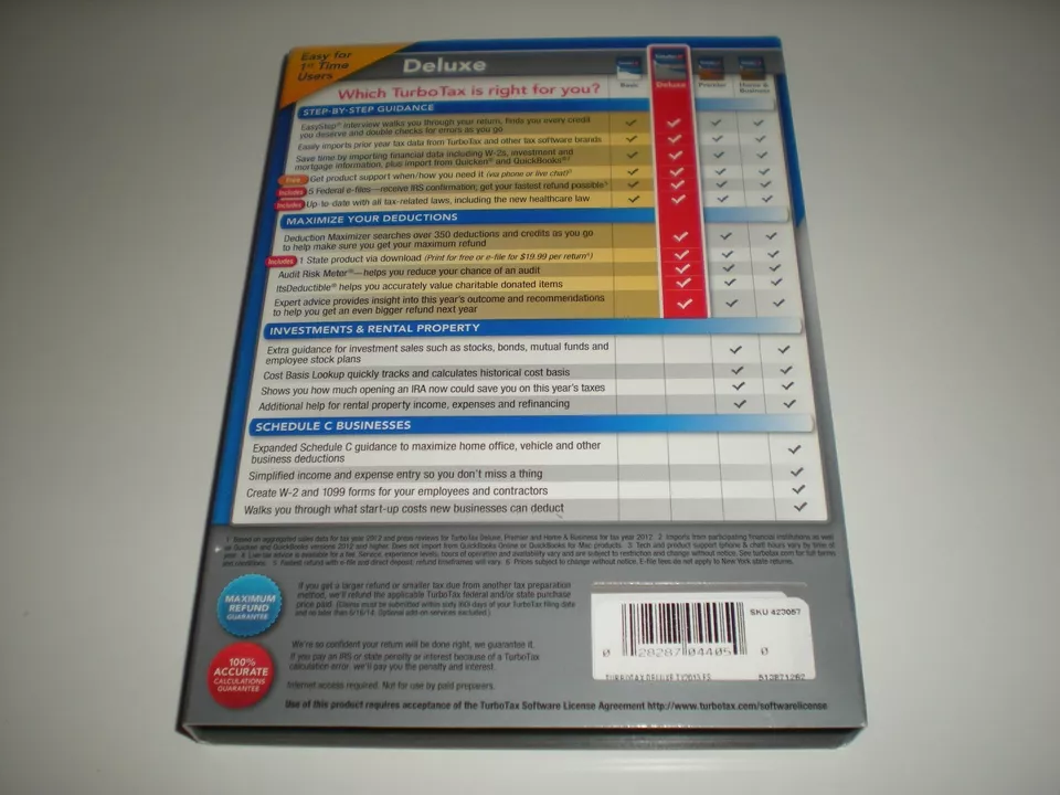 Turbotax 2013 Deluxe. Federal and State + Federal E-file. New in sealed box. - Image 2 of 2