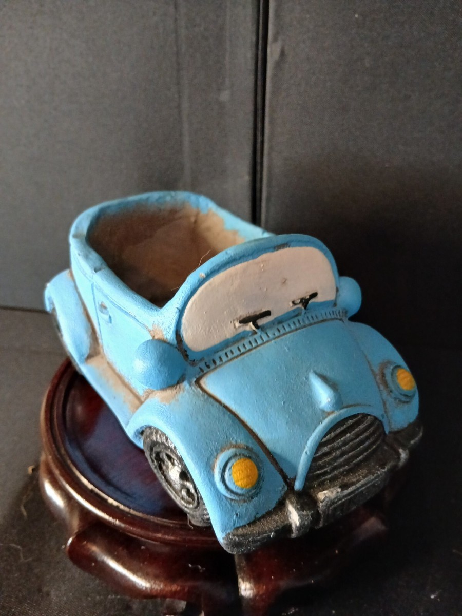 Vintage Blue Car Planter-8