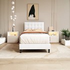 Twin Size Wooden Slats Support Platform Bed Velvet Headboard Easy Assembly