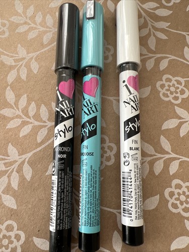 sally hansen i heart love Nailart Stift 3 Stück schwarz fein türkis weiß - Bild 3 von 3