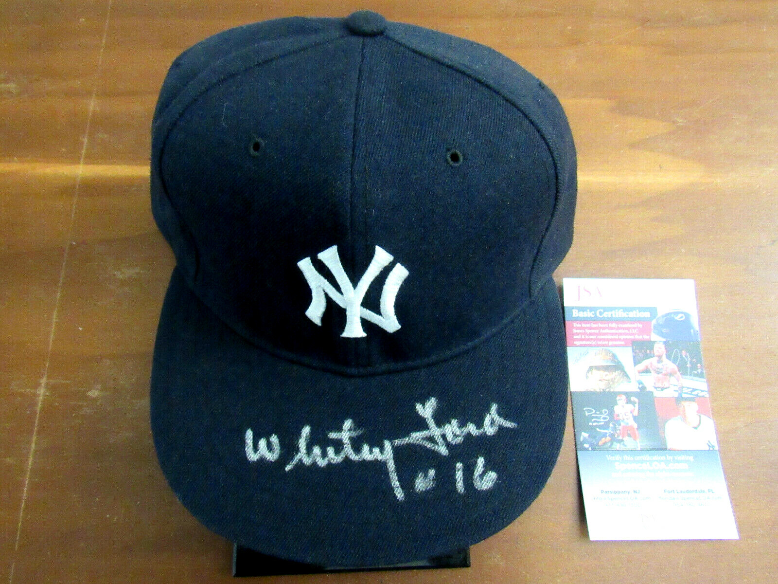 WHITEY FORD # 16 1961 WSC MVP YANKEES SIGNED AUTO AUTHENTIC NEW ERA CAP HAT JSA