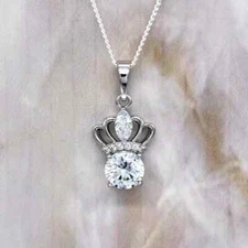 2.00Ct Round Cut Simulated Diamond Pendant With Free Chain 14K White Gold Finish