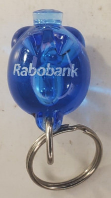 Rabobank Bank Pig Keychain Plastic 3D Piggie Banking Advertising Logo Keyring