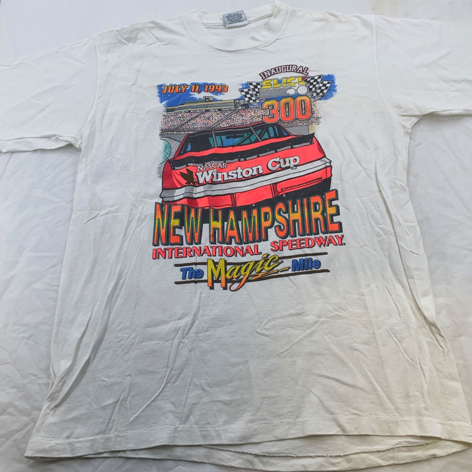 vtg 90s SLICK 50 300 NASCAR WINSTON CUP NEW HAMSHPIRE SPEEDWAY T-Shirt L racing