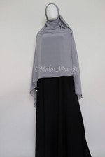XL Premium Chiffon Hijab Wrap Shayla Scarf Shawl Muslim Headcover Silver Gray