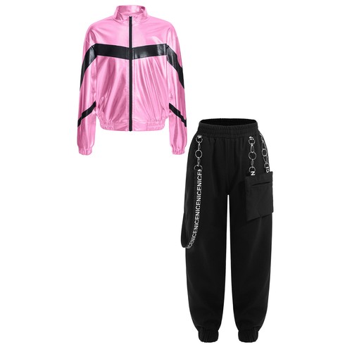 Kids Girls Dancewear Jazz Tracksuit Casual Activewear Athletic Long Sleeve 2pcs - Picture 35 of 58