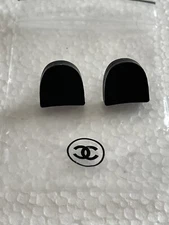 Chanel Heel Replacement Oval Taps Tips Black 100% Auth. 16 mm X 16 mm