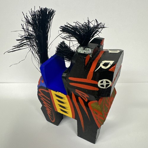 Japanese Folk Art Miharu Koma Miharukoma Black Horse Umakko Wooden Hand Painted - Picture 6 of 6