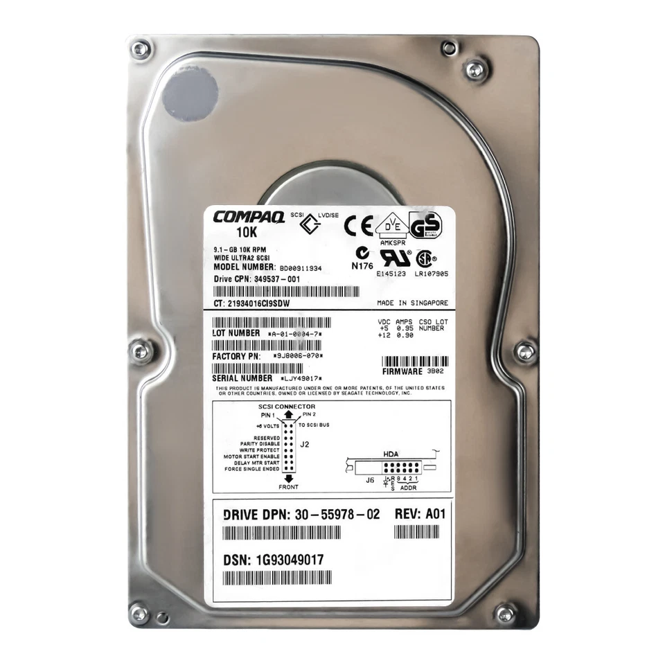 Disco Rigido Compaq 349537-001 BD00911934 9.1GB 10K SCSI Ultra2 3.5'' - Immagine 3 di 3