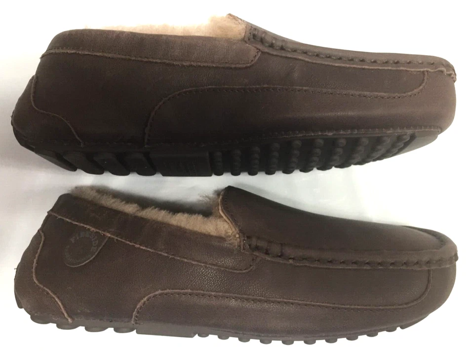 Zapatillas de mocasín Fireside Dearfoams para mujer Mel de piel de oveja color marrón liso 11 Foto 2 de 3
