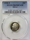 1998-S 10C Roosevelt Dime  PCGS PR69DCAM 90% Silver 22awo0613