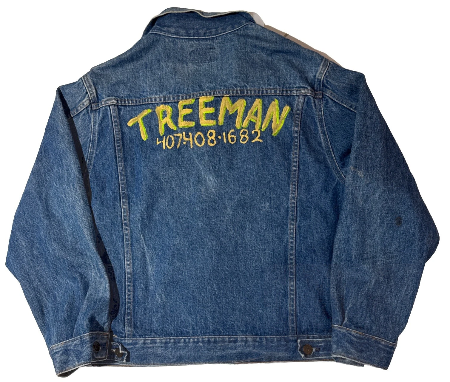 Vintage Sedgefield Hand Painted “Treeman” Denim Jean Jacket 70s 80s Sz 46 Large