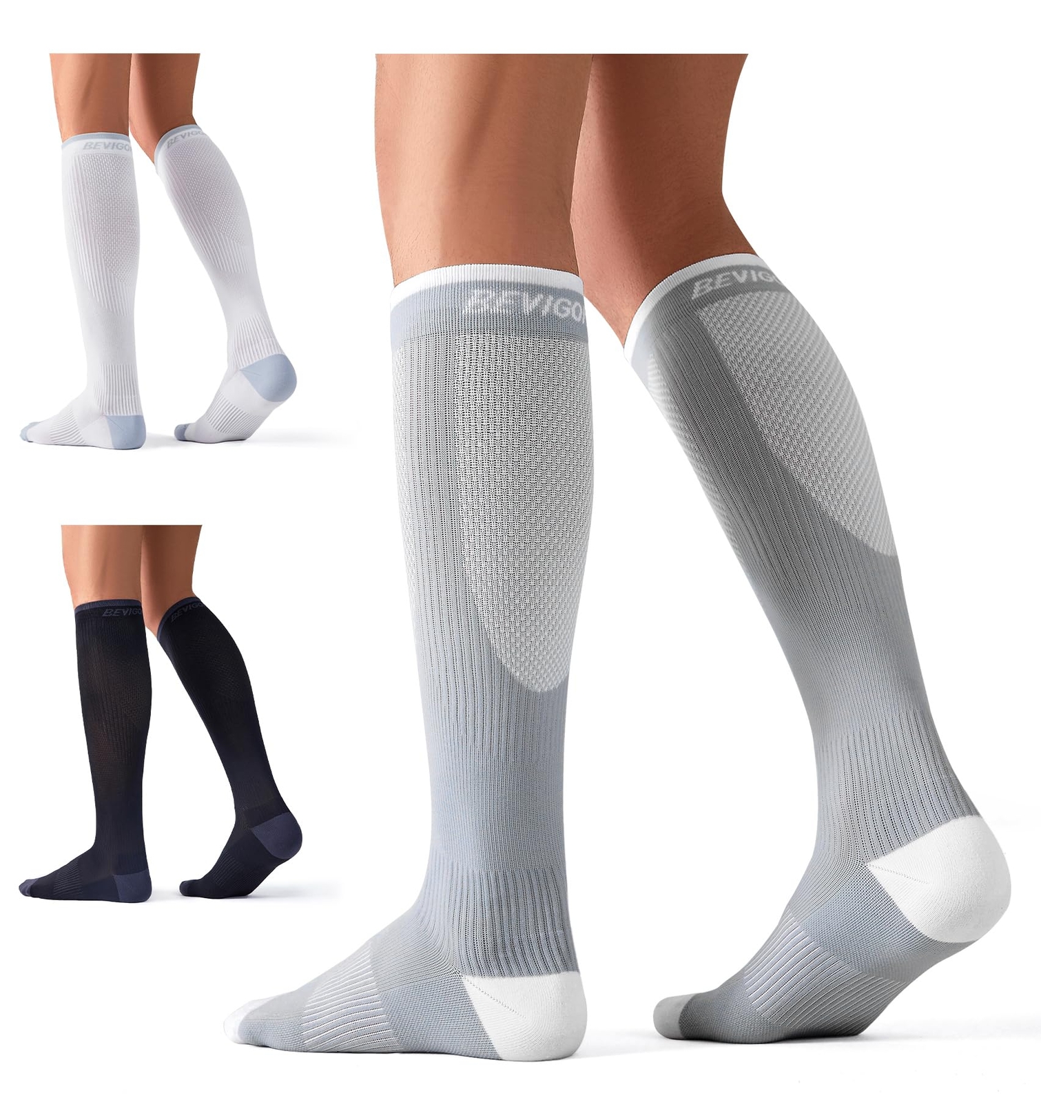 Compression Socks for Women and Men 20-30mmHg Circulation Athletic Running Sp...-image