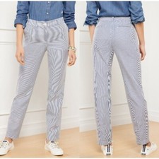 NWT TALBOTS The Perfect Chino Navy Stripe Seersucker Straight Full Leg Size 12P