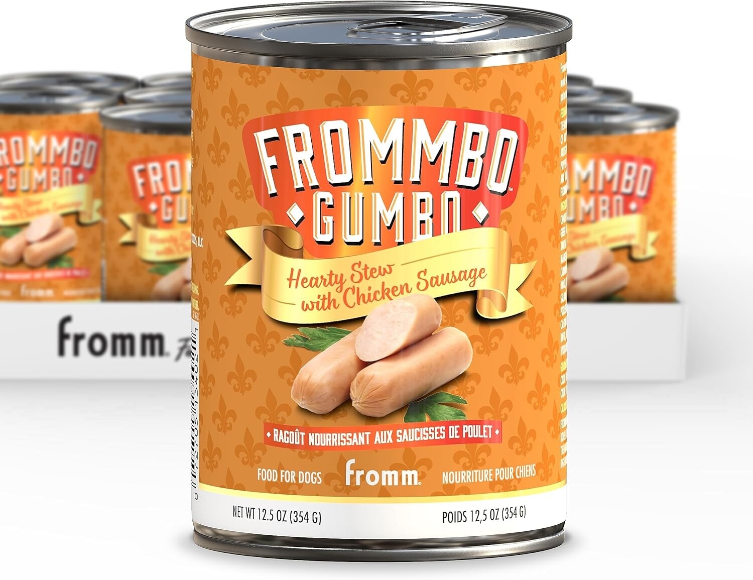 Frommbo Gumbo Canned Dog Hearty Stew with Chicken Sausage Case of 12 Cans 12.5oz