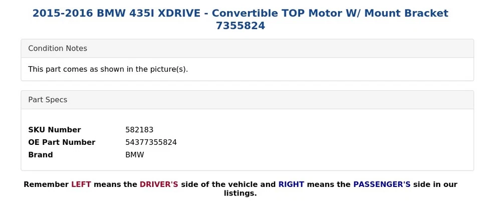 BMW 435I XDRIVE 2015-2016 - Convertible motor superior con soporte de montaje 7355824 Foto 4 de 4