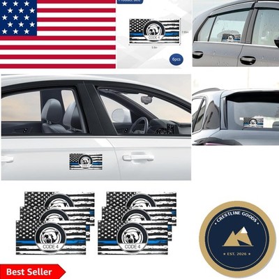 Thin Line Code 4 Car Sticker Set - 6PCS Reflective American Flag Decals