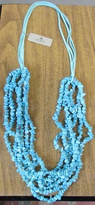 NEW Barse Magnasite Genuine Stones 6 Strand Leather Long Statement  Necklace