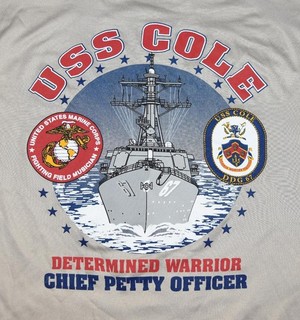 USS Cole DDG 67 Guided Missile Destroyer Command CPO Chief Crew Shirt LARGE
