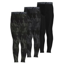 Youth Boys Compression Pants Leggings Kids Thermal Tights Athletic Football B...