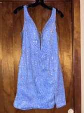 Size 12 Women s Blue Iridescent Sequin Dress Formal Prom Dress