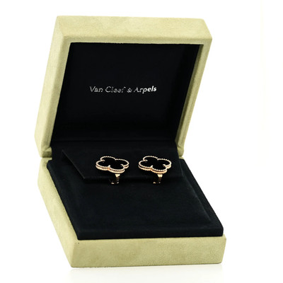 Van Cleef & Arpels Magic Alhambra EARRING BLACK Onyx Yellow Gold 18k Excellent 