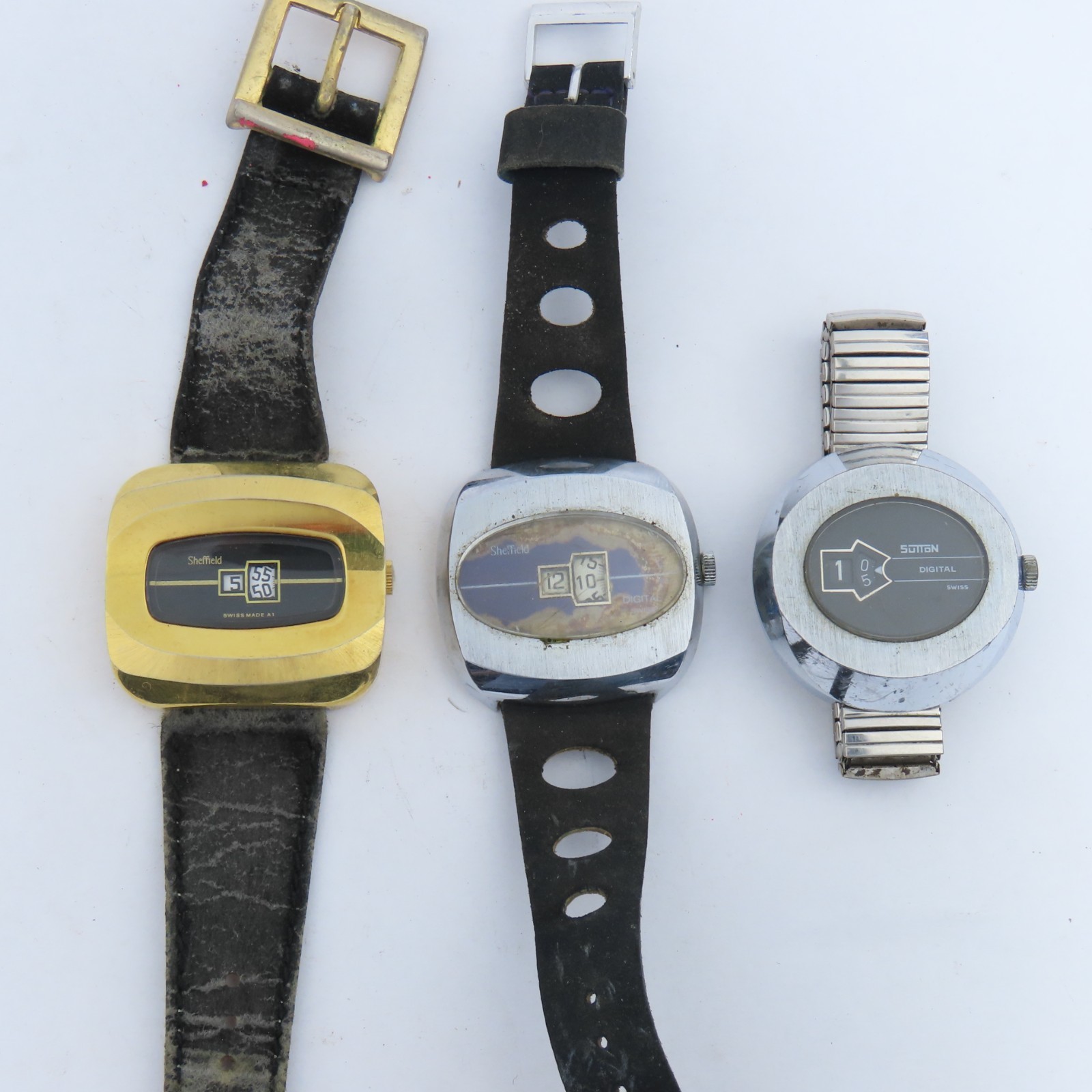 Vintage Swiss Jump Hour Digital Mechanical Wristwatches