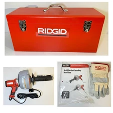 NEW RIDGID K-45 Drain Cleaner Machine Autofeed 120V w/ Case, Gloves & Manual