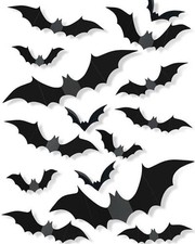 120 Pcs Halloween Decorations 3D Bats Decor, 4 Sizes Scary Halloween 120 pcs