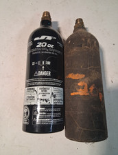 2 Paintball CO2 Tanks 20 oz Compressed Gas Cylinder Bottle Air Source Happy