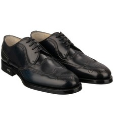 DOLCE & GABBANA SARTORIA Handmade Derby Shoes ROMA Logo Good Year Blue 41 US 8