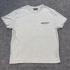 Fear of God Essentials T-Shirt Light Oatmeal Grey Boxy Logo Tee Men's Sz XS