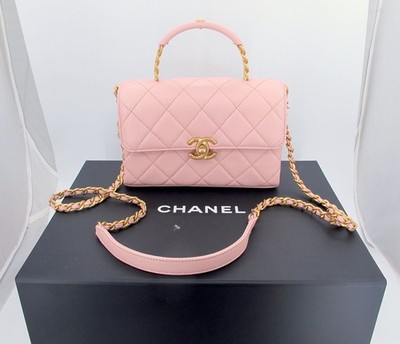 Original CHANEL 23S Carry Me Top Handle Small Pink Handbag With Box ''TC6003216''