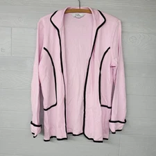 Ming Wang Pink Cardigan Sweater Jacket Size Medium 3/4 Sleeve Office Career 