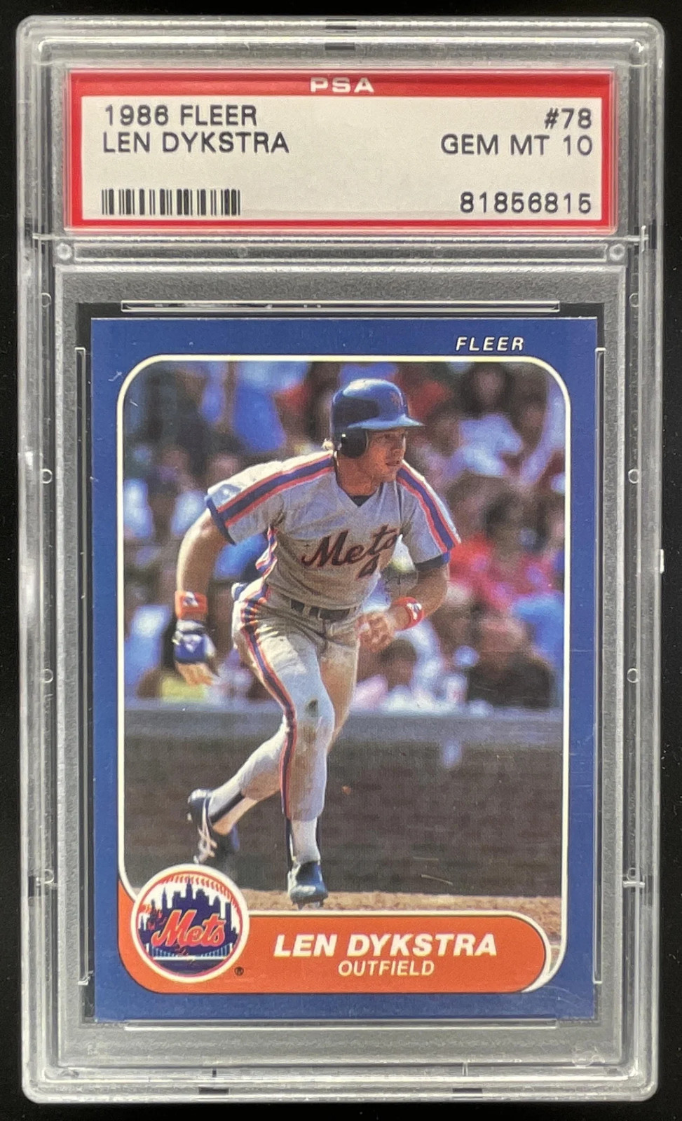 1986 Fleer #78 Len Dykstra RC PSA 10