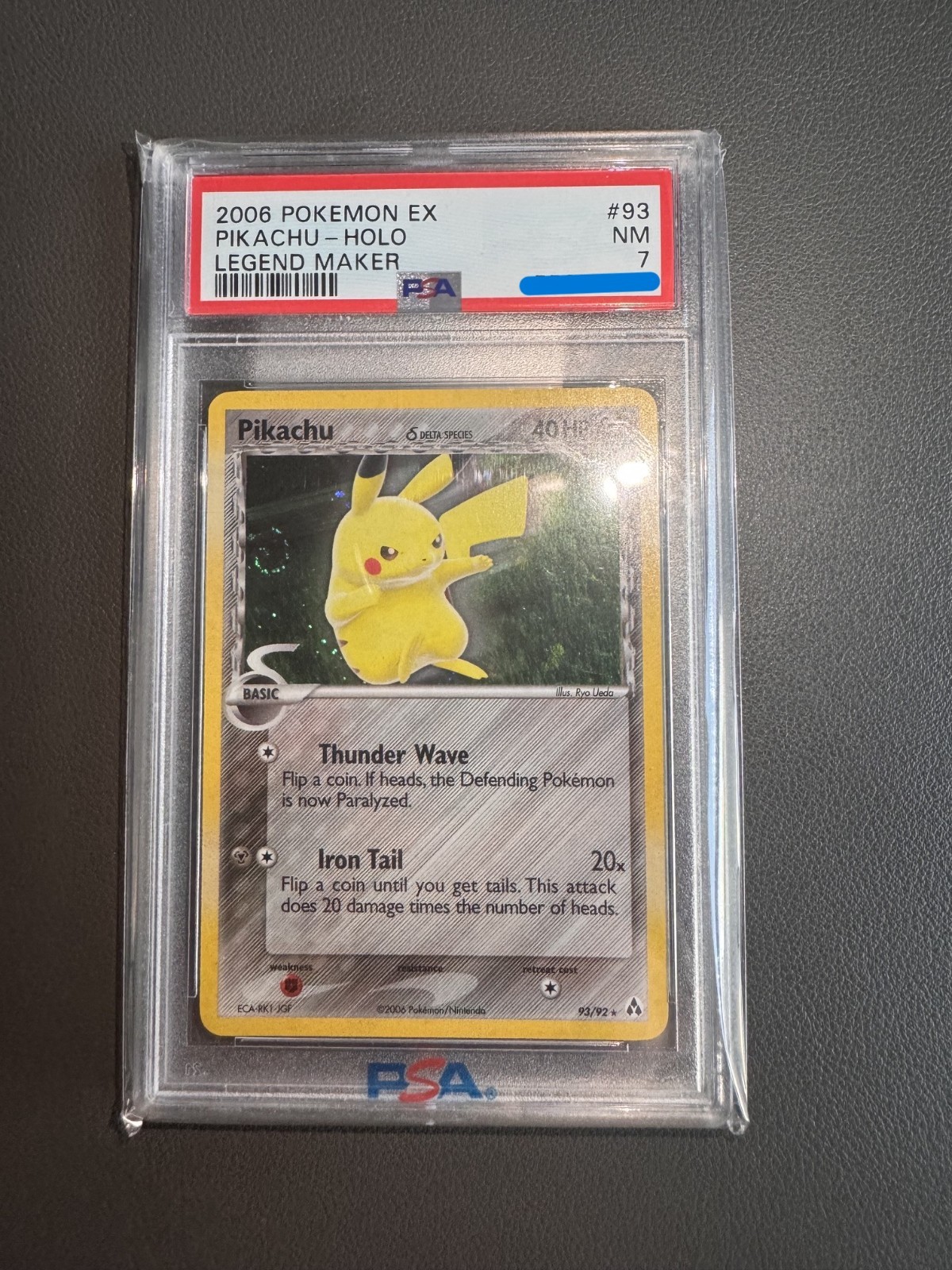 Pokemon EX Legend Maker Pikachu Holo Secret Rare 93/92 NM-MINT PSA 7 SWIRL🌀🌀