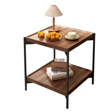 Solid Wood Nightstand with 2-Tier Storage Shelf - Versatile Bedside Table, 