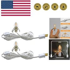 C7 Accessory Cord with 2 C7 Led Light Bulb Candelabra-Base E12 Socket, White ...