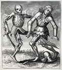 1744 Merian, Dance of Death, Knight in armour, copper engraving