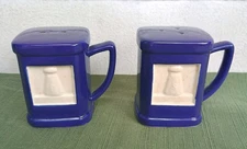 Vintage Roshco Tileware Cobalt Blue Salt & Pepper Shakers