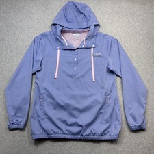 Columbia PFG Tamiami Hoodie Womens Medium Blue Pullover Water Resistant Fishing
