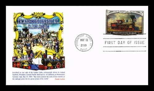 DR JIM STAMPS US COVER TRANSCONTINENTAL RAILROAD FDC PANDA CACHET