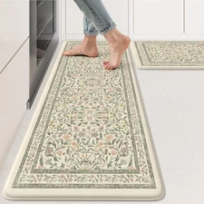 Anti Fatigue Kitchen Mats for Floor, Boho Floral Kitchen Rugs Sets of 2, Cush...
