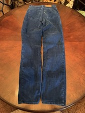 Vintage 1970s Womens Levis White Tab Blue Corduroy Pants Rare