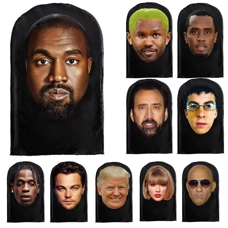 New 3D Printed Kanye Mask Drake Elastic Mesh Full Face Mask for Unisex Cosplay - Image 1 of 1