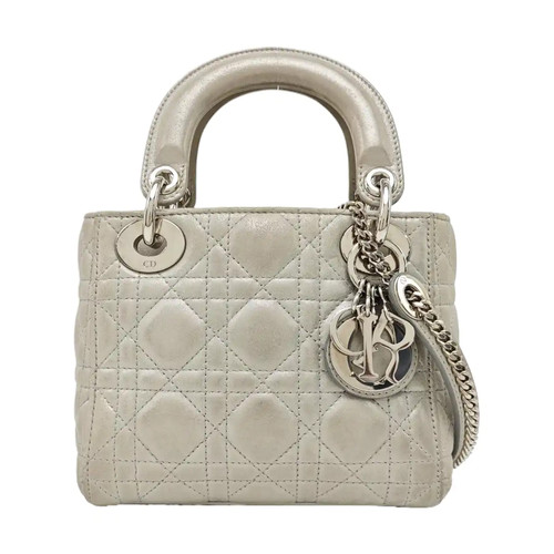 【Authentic】 DIOR Lady Dior Grey Suede Handbags (DDP)