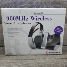 VTG RadioShack Wireless Headphones Stereo Rechargeable 900MHZ w/Box Not Tested
