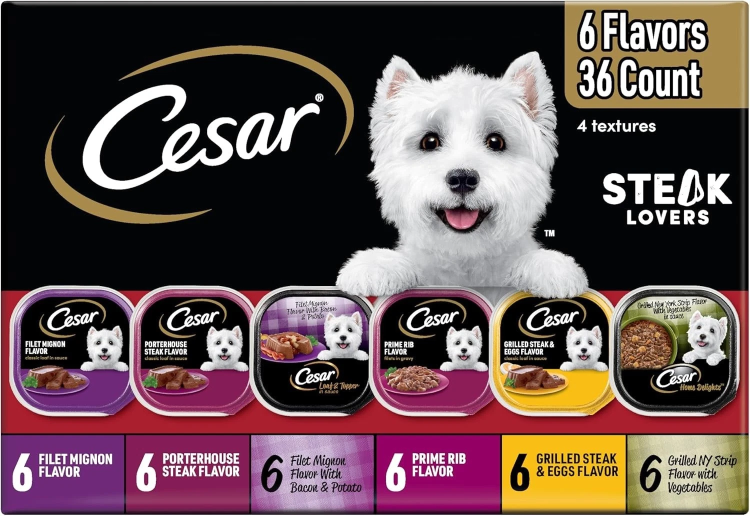 Wet Dog Food Steak Lovers Variety Pack Adult Wet Food Dogs W/ Real Meat 3.5 oz