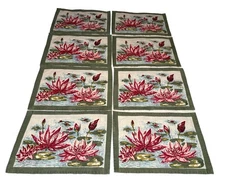 Coleur Nature Paris Mas D’Ouvan Set 8 Placemats & 8 Napkins Water Lilies Cotton